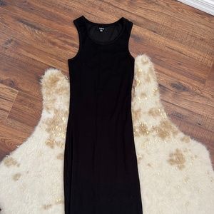 Quince Tencel Rib Knit Sleeveless Dress, Black, Size XS
